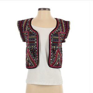 Ladakh Cropped Embroidered Boho Vest - Sz. 0